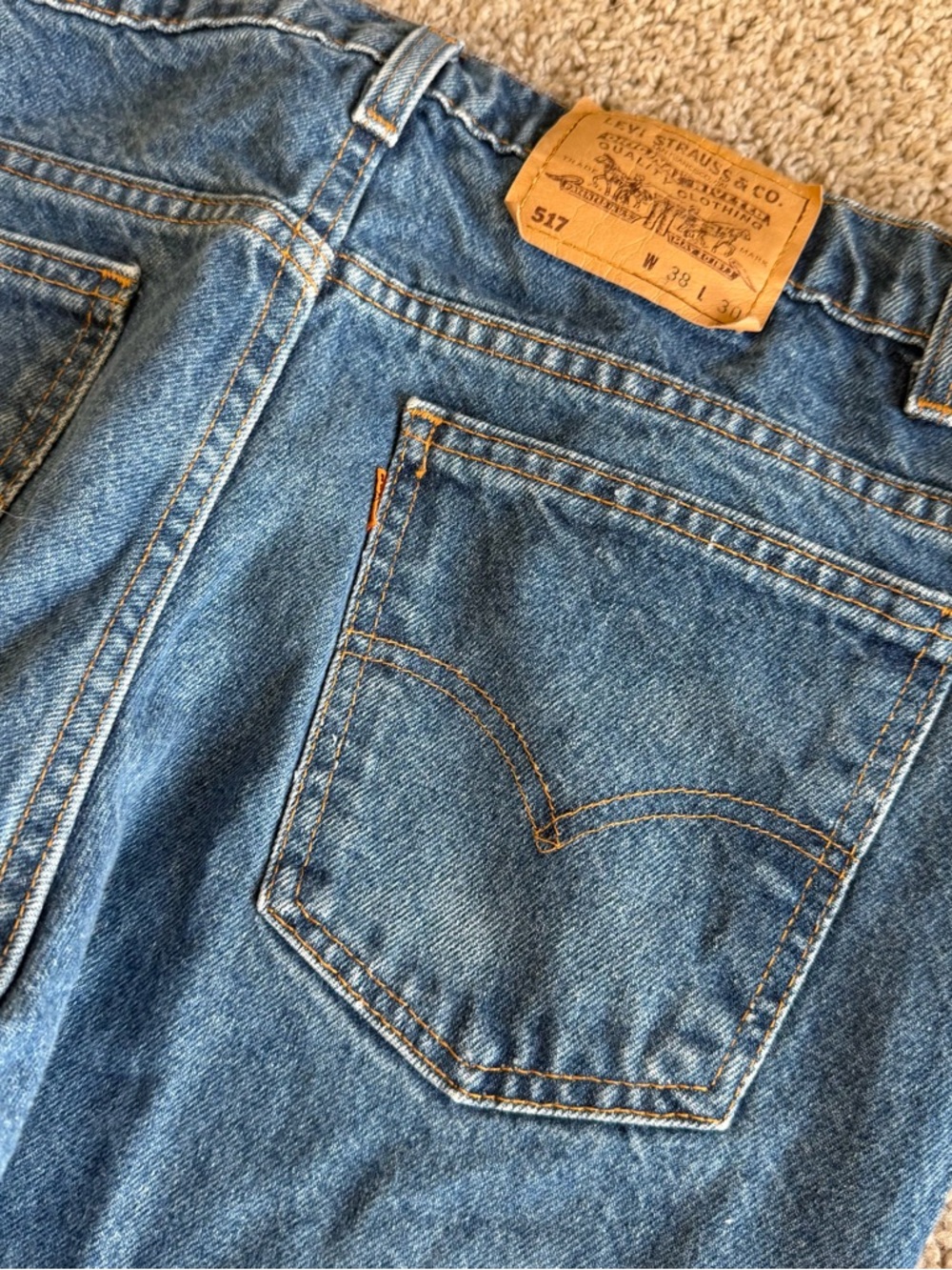 Levis 517 Orange Tab Straight Relaxed Fit Denim Vintage Jeans